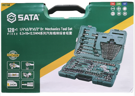 世達(dá)工具128+1件6.3*10*12.5汽車(chē)維修綜合組套09014G